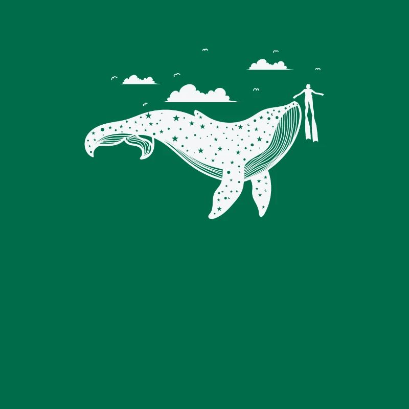 Pattern on whale with diver