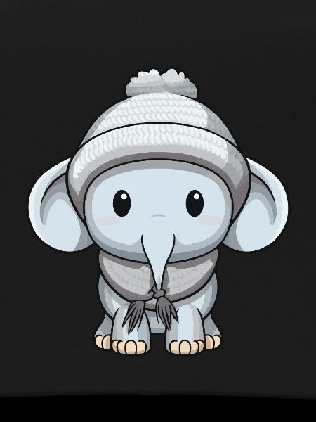 Elephant Winter Comic Cute