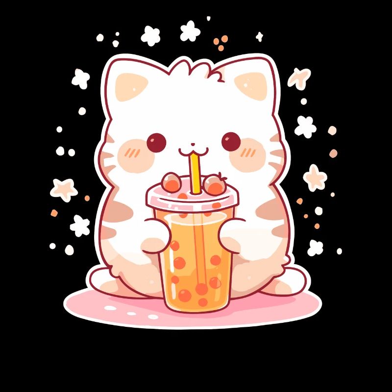 Kawaii Katze trinkt Boba Bubble Tea Chibi