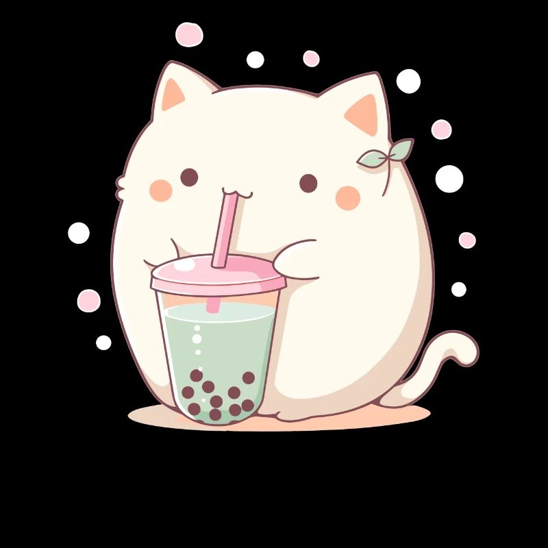 Kawaii Katze trinkt Boba Bubble Tea Chibi