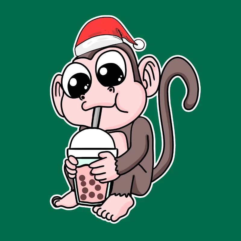 Monkey Christmas Bubble Tea