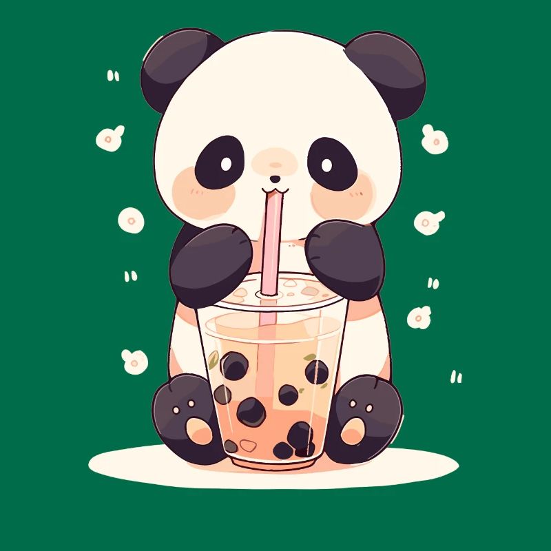 Kawaii Panda Drinks Boba Bubble Tea Chibi