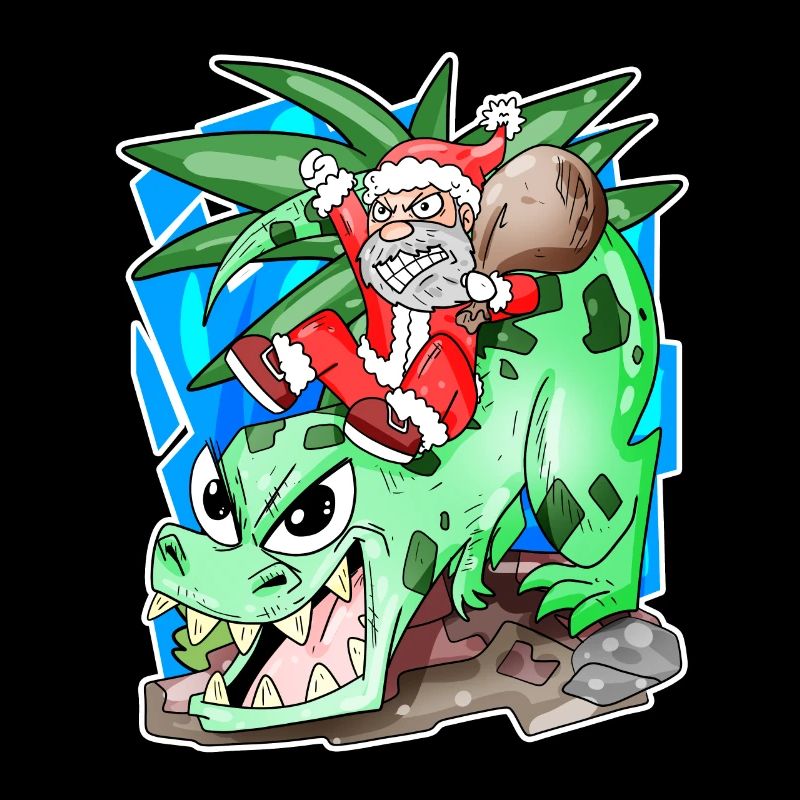 Weihnachtsmann auf Dino
