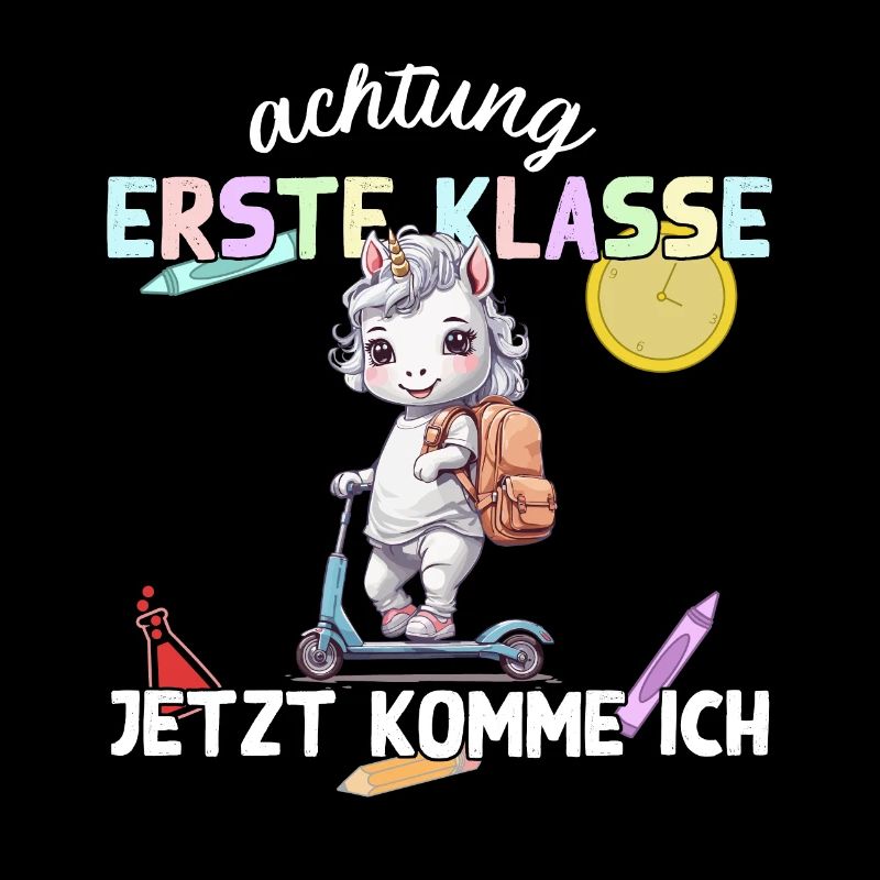 Einhorn Schulstart auf Roller Erste Klasse Kinder