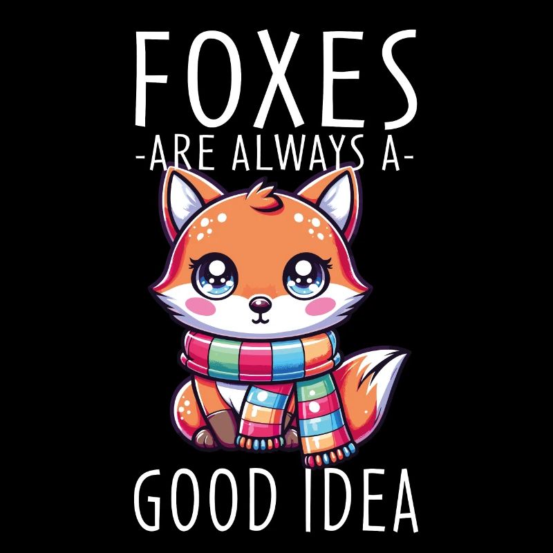 Charming Kawaii Fox With Scarf Graphic Featuring