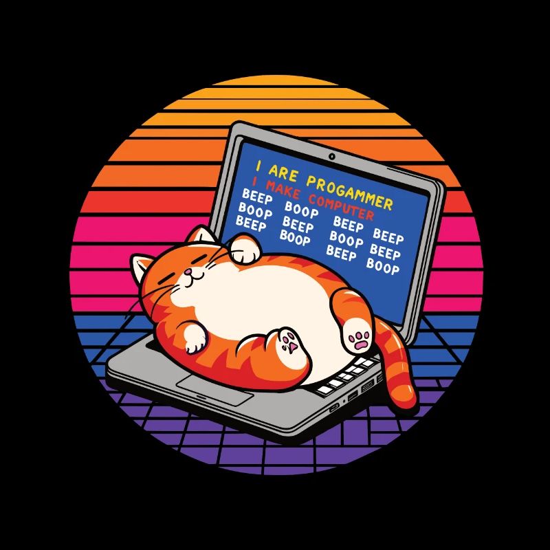 I are programmer, fat sleeping cat