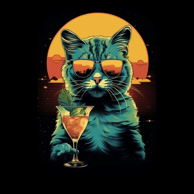 Chat avec cocktail