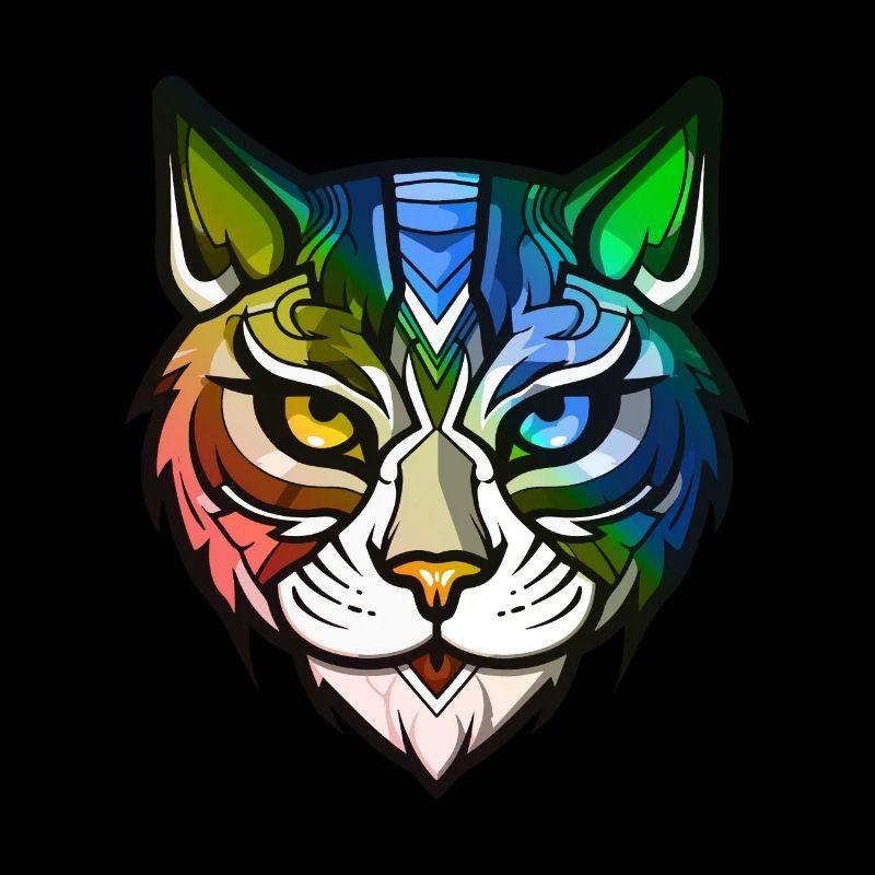 Tête de chat colorée