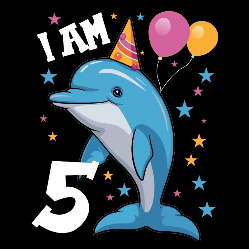 J'ai 5 ans Dolphins Delfin 5ème anniversaire