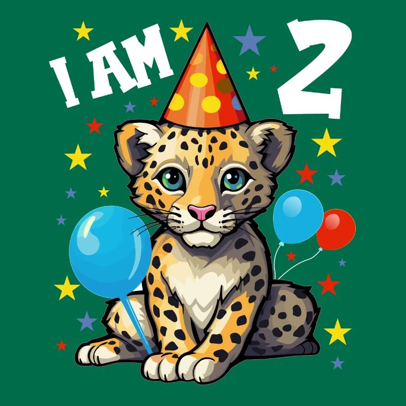 2. Geburtstag Ich bin 2 Jahre alt Leoparde Leopard