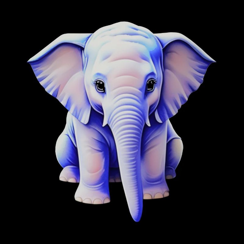Sitzender Süßer Pinky-Blue Elefant - Illustration