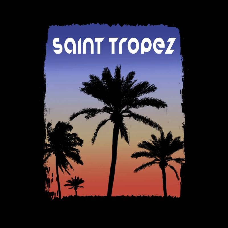 Saint Tropez Coucher De Soleil Vacances Souvenir Palmier