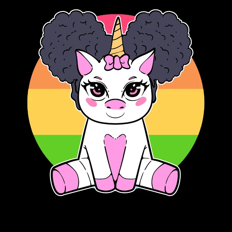 Schwarzes Mädchen Niedliches Einhorn Afro Haar
