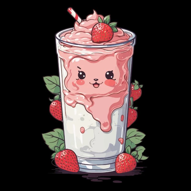 Strawberries Cute Milkshake Kawaii Fun