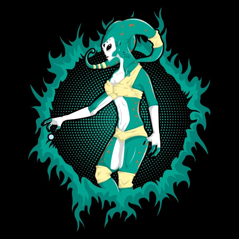 Alien with Halftone Background