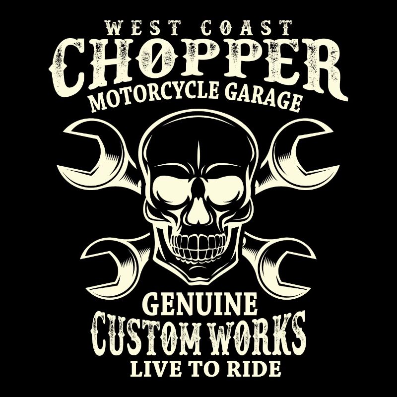 Skull Biker Saying West Coast Chopper