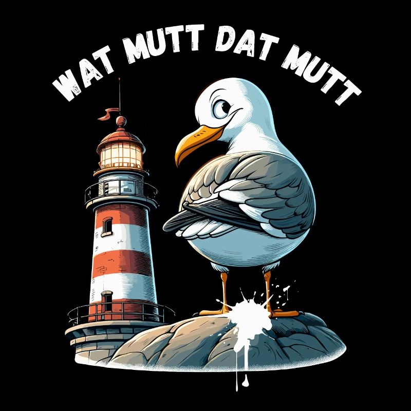 Hamburg Dialect Seagull Funny Lighthouse North Fun