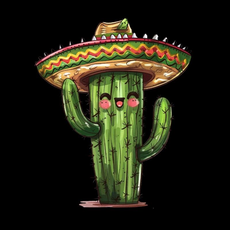 Funny cactus with sombrero