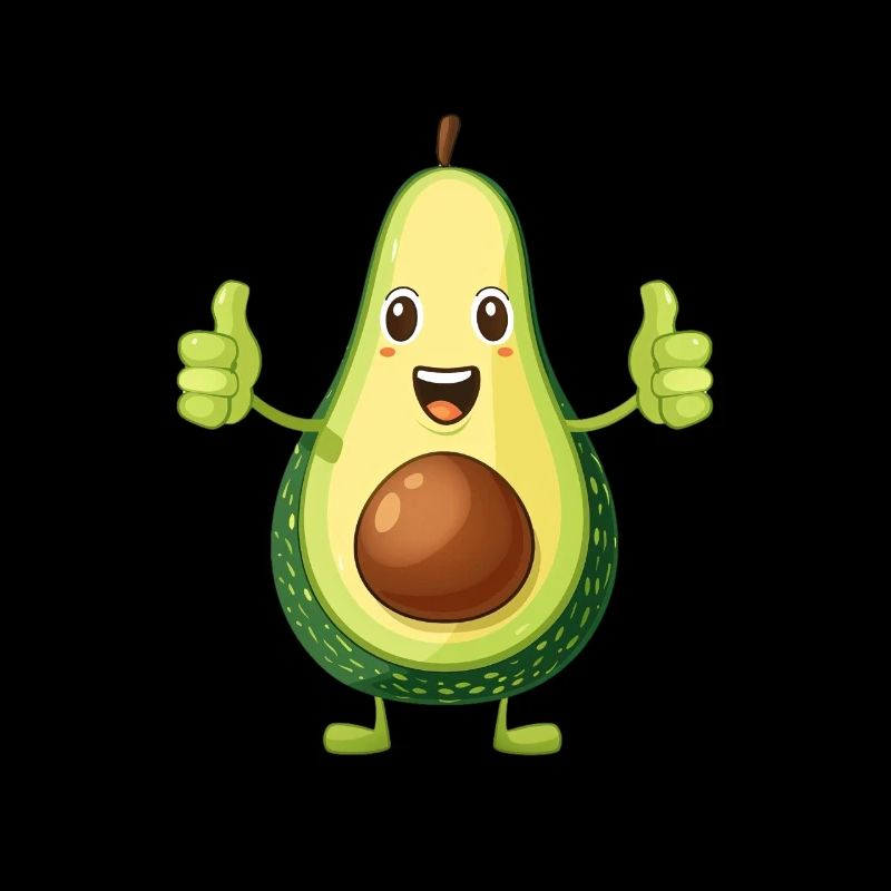 Cheerful avocado with thumbs up
