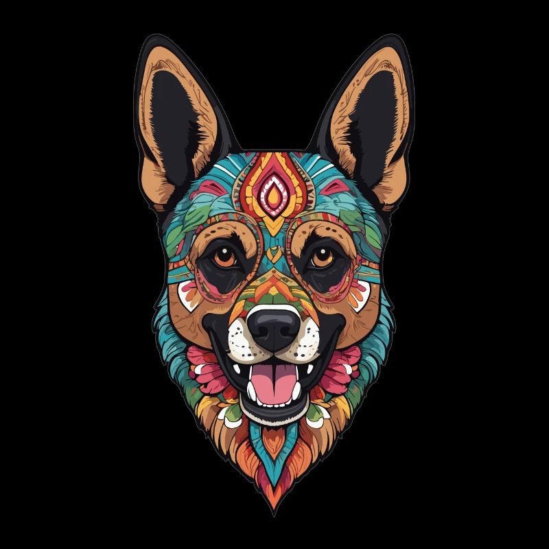 German Shepherd Dia De Muertos Sugar Skull Design
