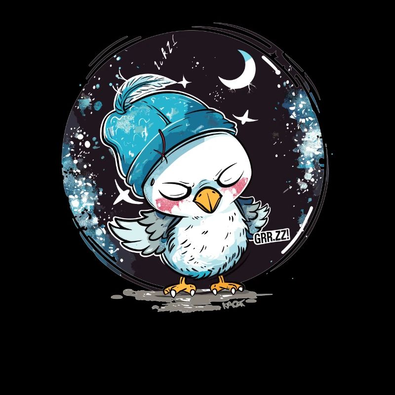 Sleeping dove with moon and stars