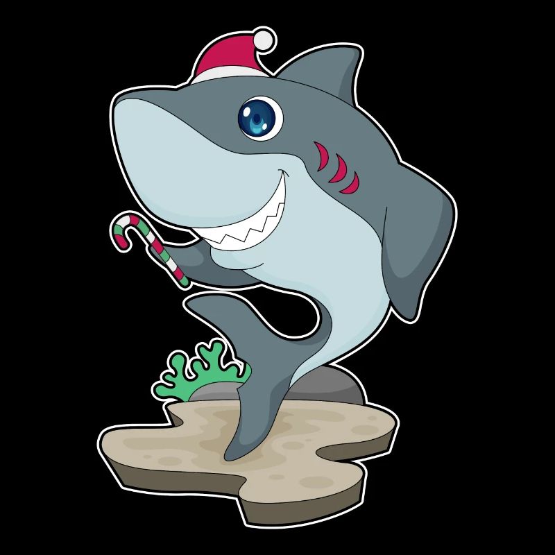 Shark Christmas Candy Cane