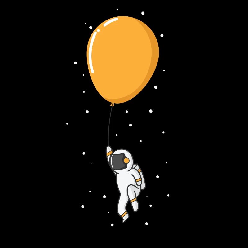 Astronaut floating on balloon