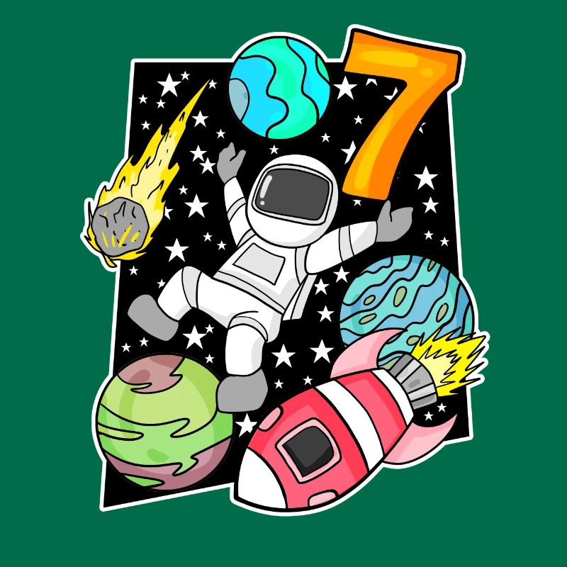 7 Geburtstag Junge Astronaut