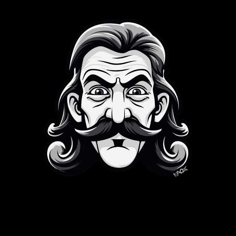 Mustache Man with Neck Mat Mullet
