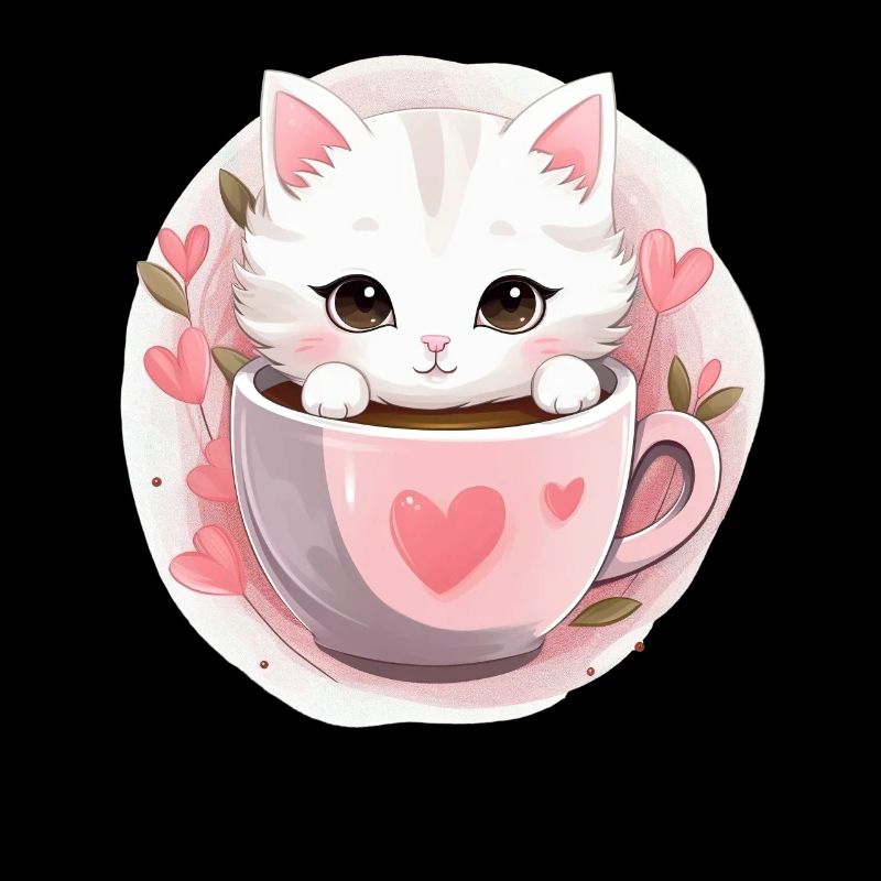 Loving Coffee Cat Kitten in Mug Cat Love