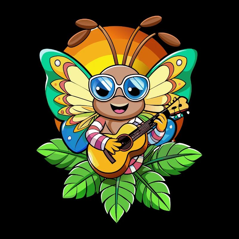 Lunettes de soleil de plage d’été de dessin animé de papillon drôle