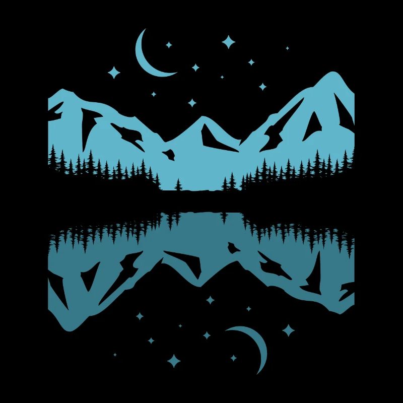 Moonlit Mountain Reflection
