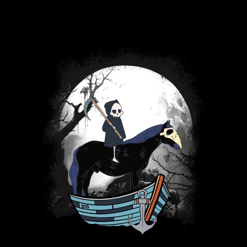Grim Reaper Passeur Cavalier Bateau À Cheval Halloween