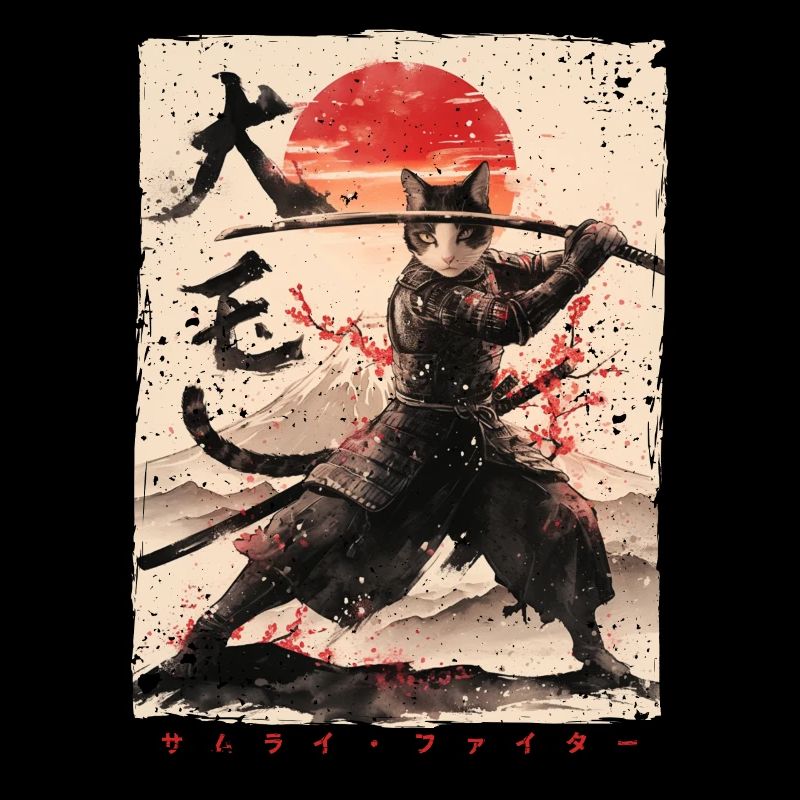 Samurai Cat Kawaii Japanische Ninja Katze
