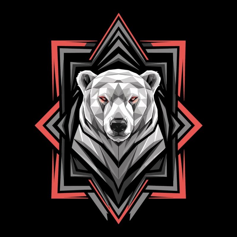 Geometrischer Eisbär Kopf Kunstwerk