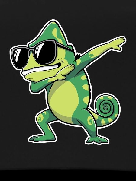 Dabbing chameleon with sunglasses