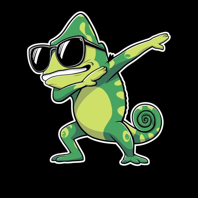 Dabbing chameleon with sunglasses