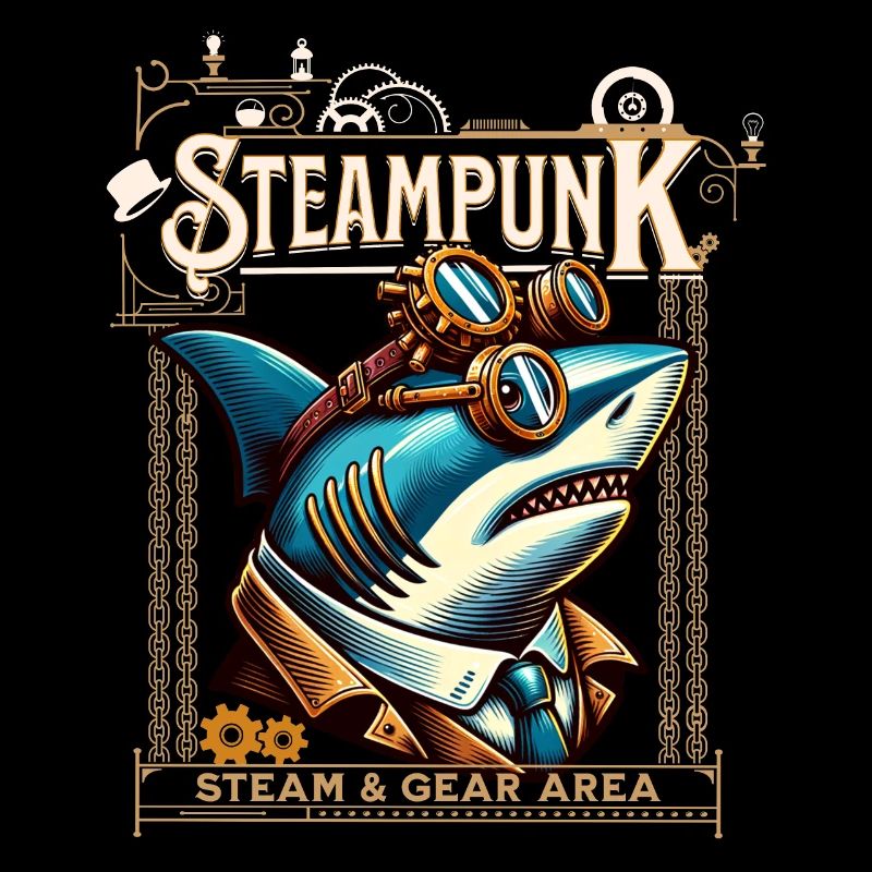 Bande dessinée de requin steampunk