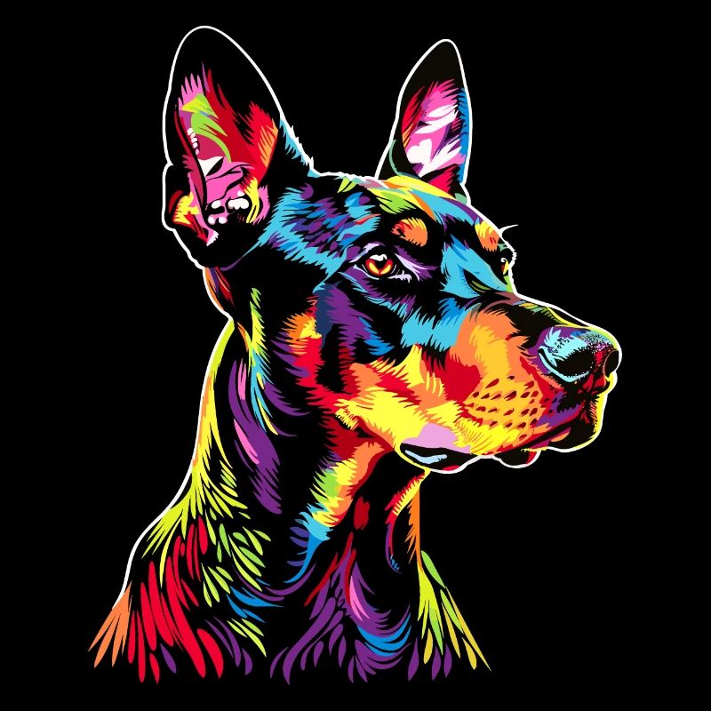 Dobermann Hund Bunte Farben Pop Art Dobermänner