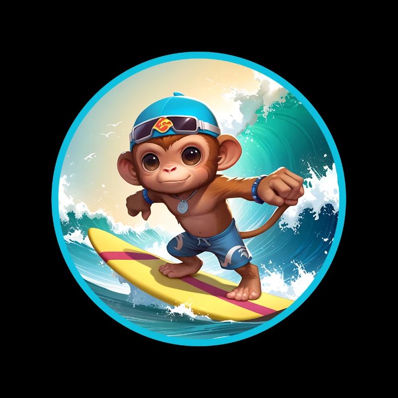 Singe surfeur joyeux