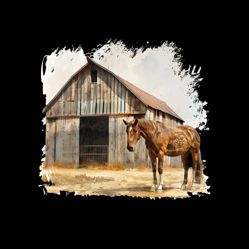 Écurie rustique avec cheval brun