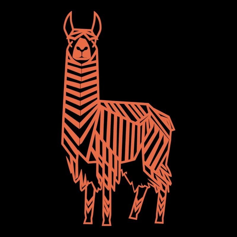 Abstract Llama Geometric Line Art