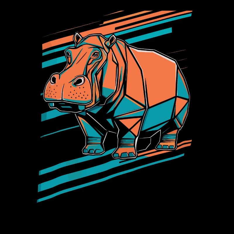 Conception d’art géométrique d’hippopotame