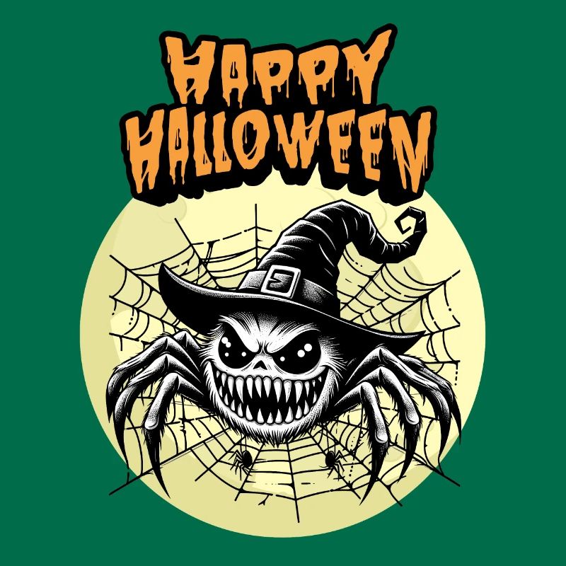 Happy Halloween Spider Spider Web Witch Witch Hat