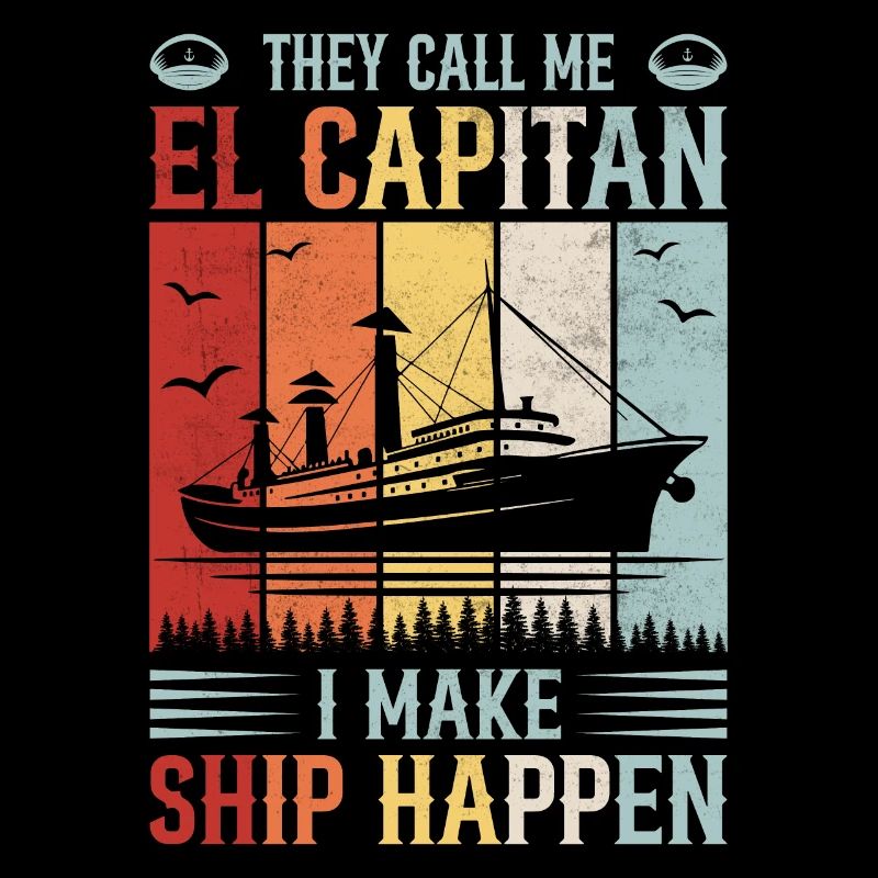 Retro Ship Boat Captain