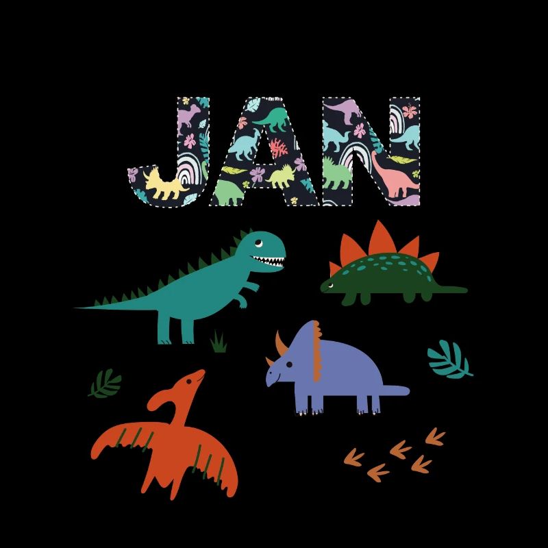 JAN - Beautiful boy name with dinosaur