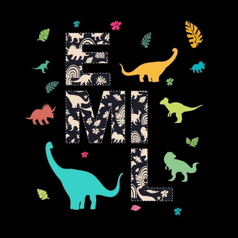 EMIL - Beautiful boy name with dinosaur