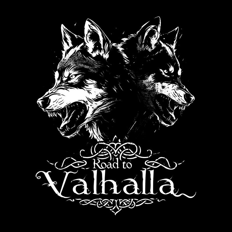 Dual Head Wolf Road to Valhalla Design