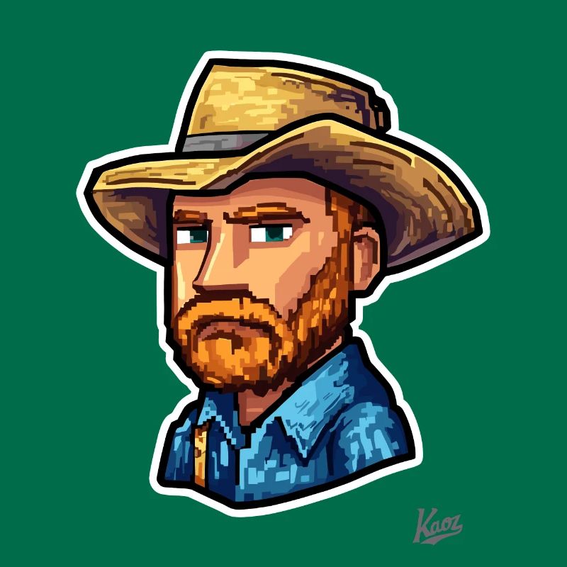 Van Funny Gogh: Pixel Painter Vincent with Hat