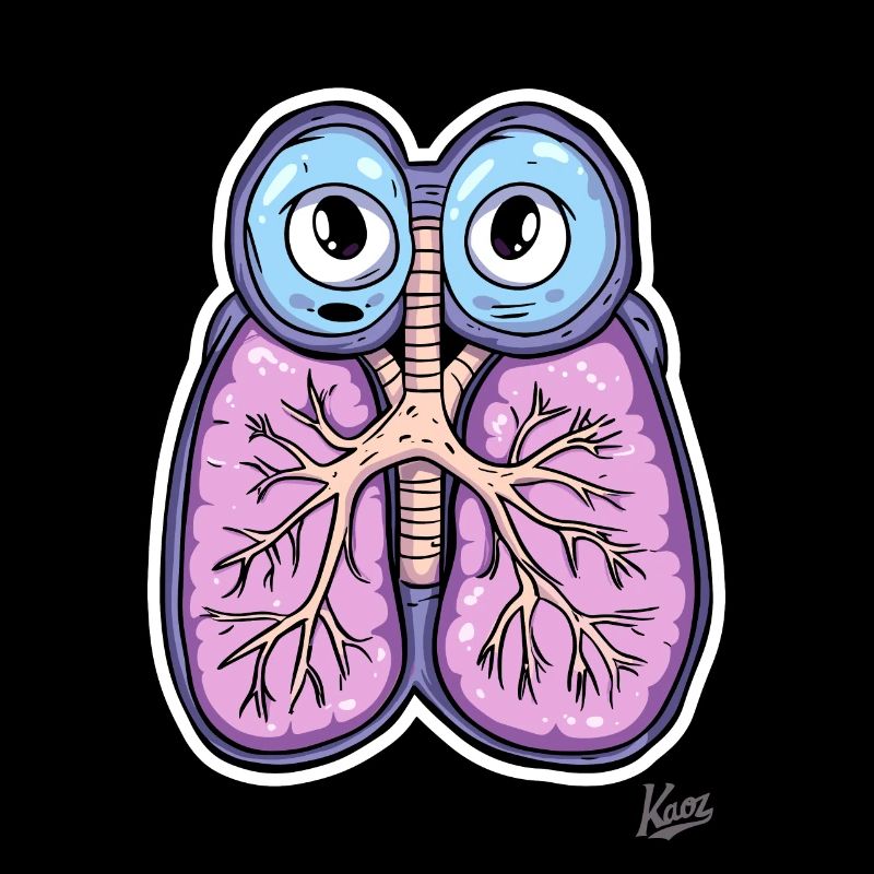 Funny lungs with eyes: Take a deep breath!